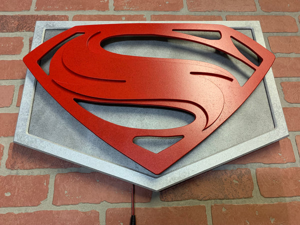 NEW!! Justice League Movie Man of Steel Superman Illuminated LED Superhero Logo Mancave Sign Nightlight