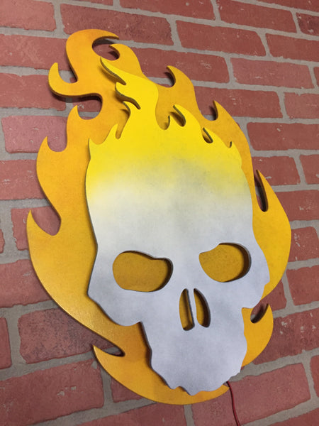 Ghost Rider Illuminated LED Superhero wall art sign for mancave or game room