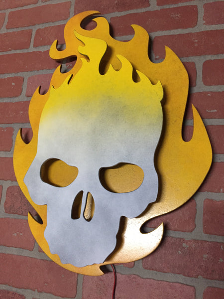 Ghost Rider Illuminated LED Superhero wall art sign for mancave or game room