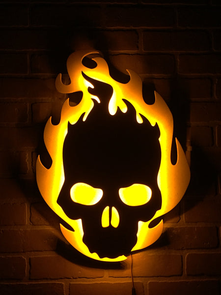 Ghost Rider Illuminated LED Superhero wall art sign for mancave or game room