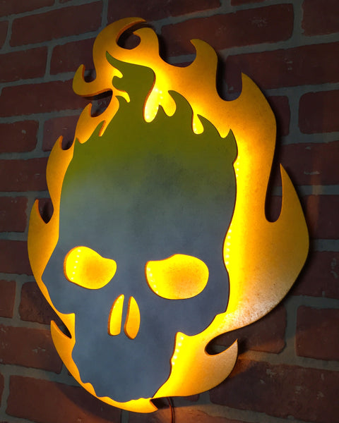 Ghost Rider Illuminated LED Superhero wall art sign for mancave or game room