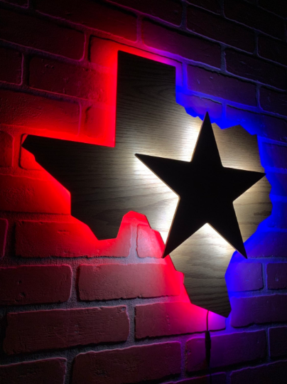 Illuminated LED Texas Pride Lone Star State sign for Bar, Man Cave, Garage or Game Room