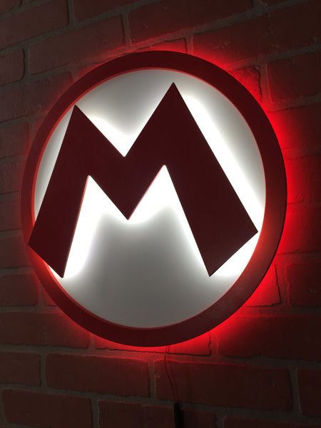 NEW!!! Dual Color LED Illuminated Super Mario Brothers Nintendo Logo Night Light for Mancave Game room or Child's Bedroom