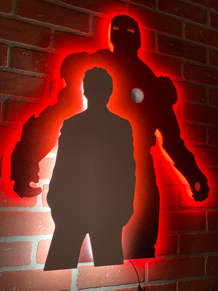 Ironman Tony Stark Avengers Illuminated LED Comic book Superhero Silhouette Wall Art for Mancave Game room or Child's Bedroom