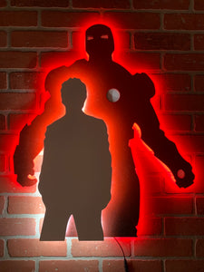 Ironman Tony Stark Avengers Illuminated LED Comic book Superhero Silhouette Wall Art for Mancave Game room or Child's Bedroom