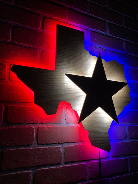 Illuminated LED Texas Pride Lone Star State sign for Bar, Man Cave, Garage or Game Room