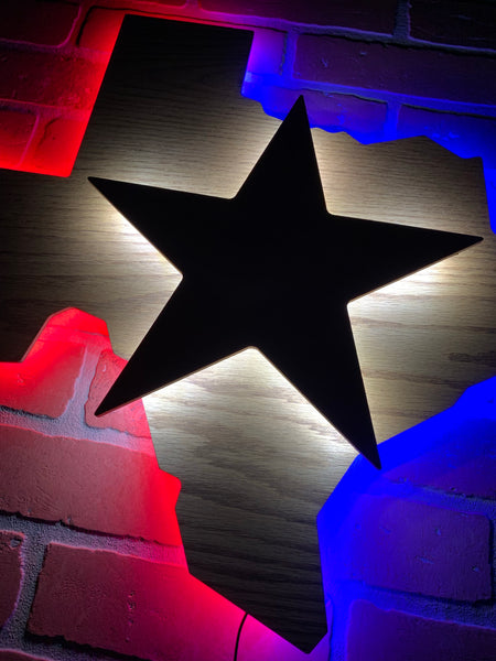 LARGE!! Texas Pride Lone Star Wooden Illuminated Rustic Wall Decor for Mancave, Bedroom, Gameroom, Bar or Garage