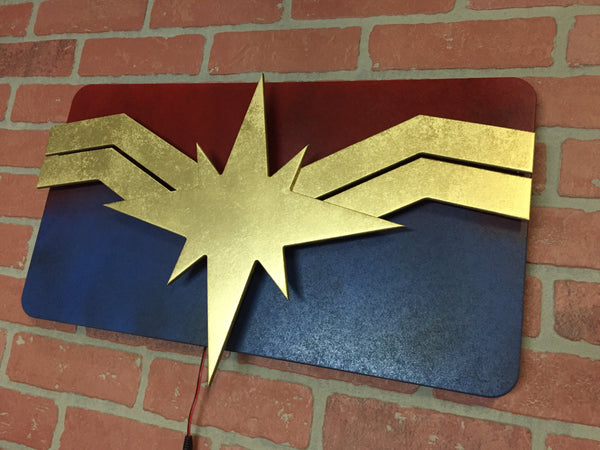 NEW!! Marvel Superhero Captain Marvel Illuminated Led Logo for Mancave, Game room or Child's Bedroom