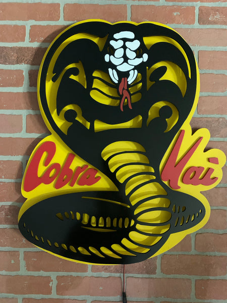 Illuminated LED backlit Cobra Kai logo for Mancave, Bar or Garage