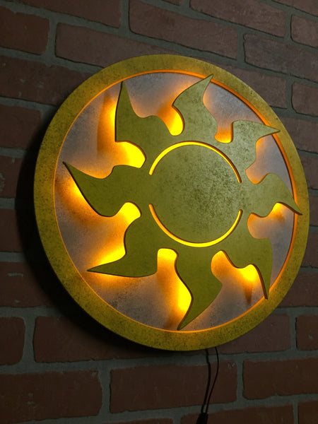 Magic the Gathering Illuminated LED White Sun Mana Symbol Logo for Mancave Game room or Child's Bedroom