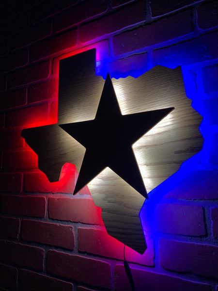 LARGE!! Texas Pride Lone Star Wooden Illuminated Rustic Wall Decor for Mancave, Bedroom, Gameroom, Bar or Garage