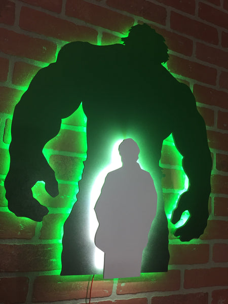 Avengers Hulk Bruce Banner Illuminated Neon Silhouette Nightlight for Mancave or Child's Bedroom