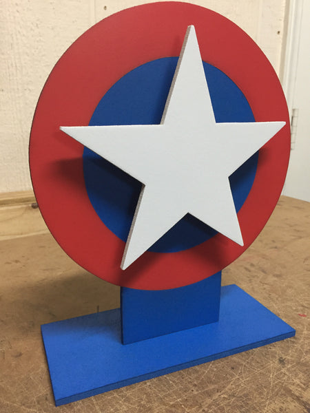 Avengers Captain America Illuminated LED Neon Superhero Shield Logo Tabletop Nightlight for Child's Bedroom or Mancave