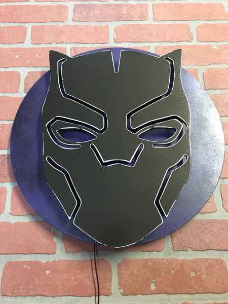 NEW!!! Black Panther Illuminated LED Comicbook Superhero Mask Silhouette Night Light for Mancave or Child's Bedroom