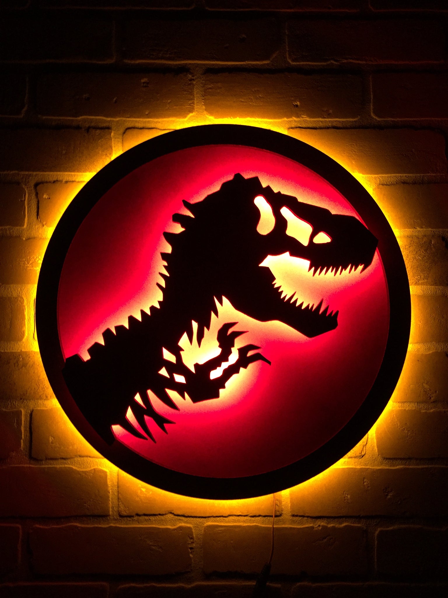 NEW!! Jurassic Park Illuminated LED Neon Backlit Tyranosaurus Rex Dinosaur Skeleton Silhouette for Mancave Gameroon or Child's Bedroom