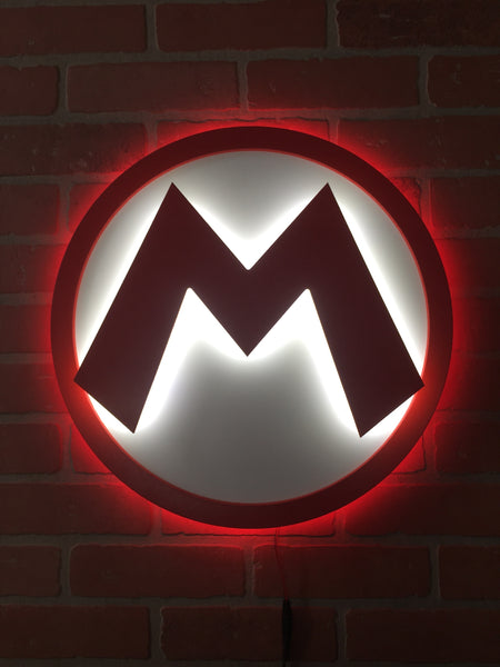 NEW!!! Dual Color LED Illuminated Super Mario Brothers Nintendo Logo Night Light for Mancave Game room or Child's Bedroom