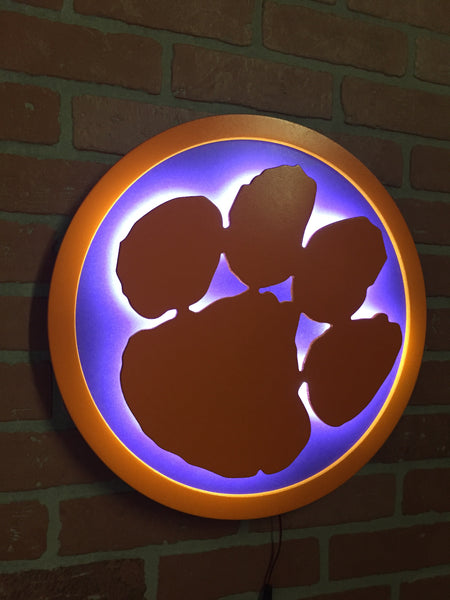 Clemson Tigers Illuminated LED Light Up Tiger Paw Neon Sign for Mancave, Game room or Child’s Bedroom