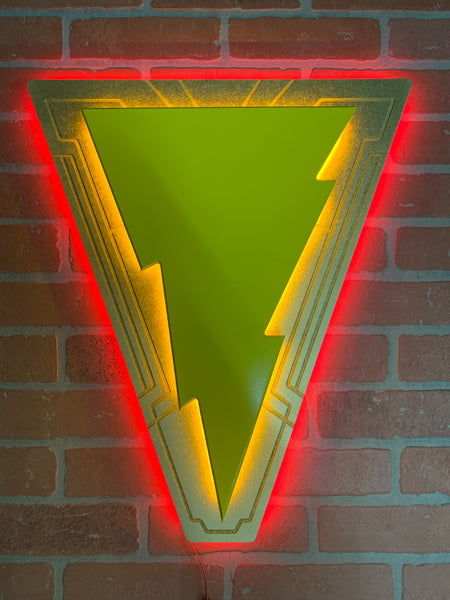 NEW!! DC Comics Comic book Superhero Captain Marvel Illuminated Led Shazam Lightning Bolt Logo for Mancave, Game room or Child's Bedroom