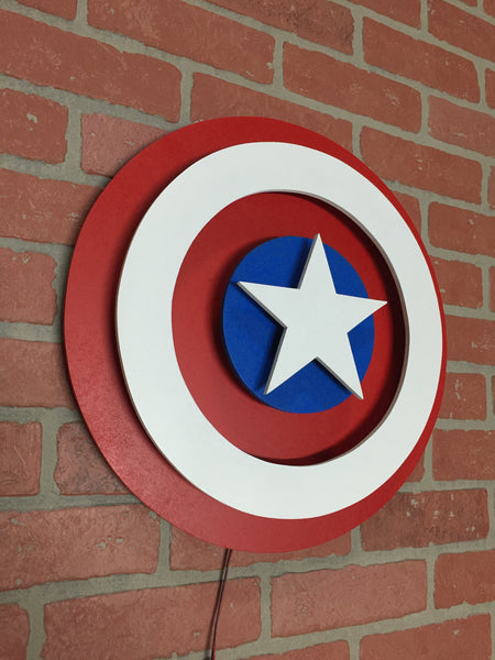 Avengers Captain America Comic Book Superhero Illuminated Neon LED Shield Logo Wall Art for Mancave or anywhere else!