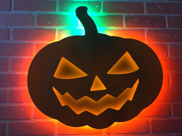 Illuminated LED Halloween Pumpkin Jack-O-Lantern Wall Art Decor