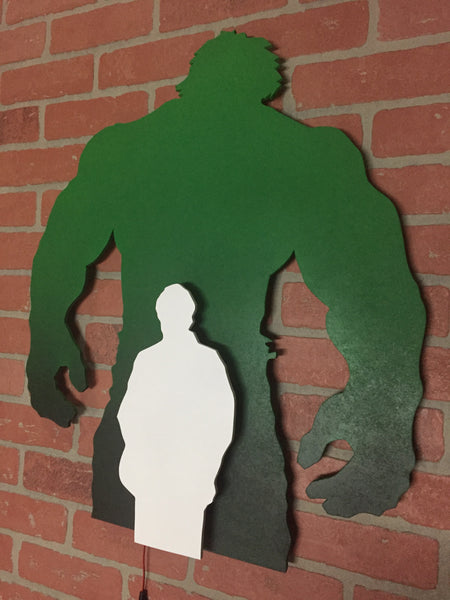 Avengers Hulk Bruce Banner Illuminated Neon Silhouette Nightlight for Mancave or Child's Bedroom