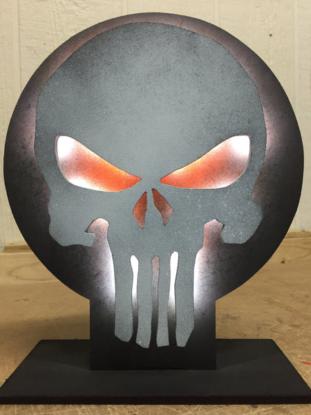 Handmade superhero The Punisher illuminated LED tabletop desktop light light for mancave or child's bedroom