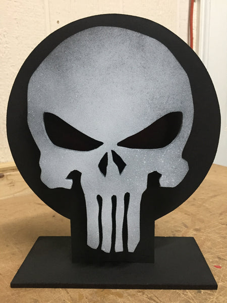 Handmade superhero The Punisher illuminated LED tabletop desktop light light for mancave or child's bedroom