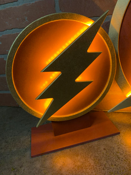 The Flash Matching Set of Illuminated LED Superhero Tabletop Wall Mount Night Lights for Mancave, Gameroom, or Children’s Bedroom