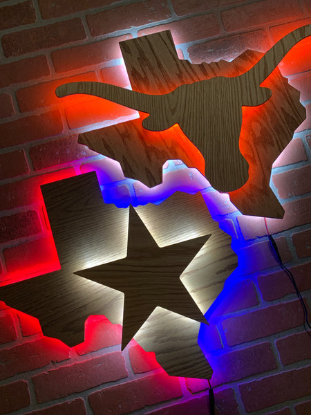 Illuminated LED Texas Pride Lone Star State sign for Bar, Man Cave, Garage or Game Room