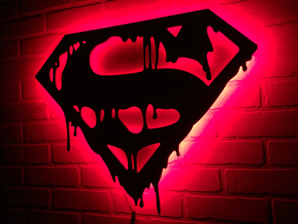 Death of Superman Illuminated Comic Book Superhero Logo for Mancave or Childs Bedroom