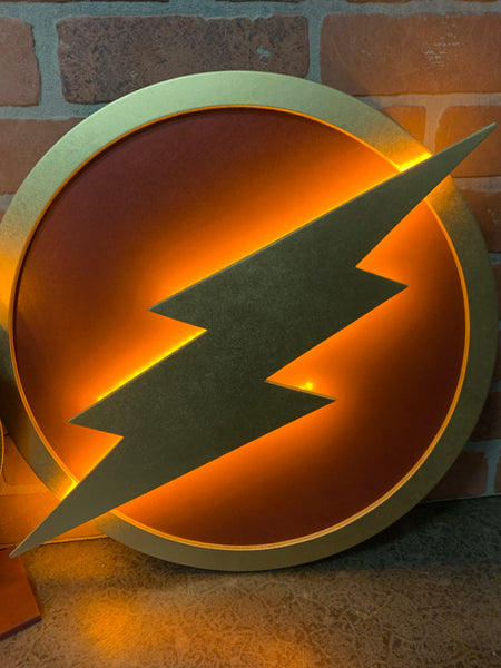 The Flash Matching Set of Illuminated LED Superhero Tabletop Wall Mount Night Lights for Mancave, Gameroom, or Children’s Bedroom