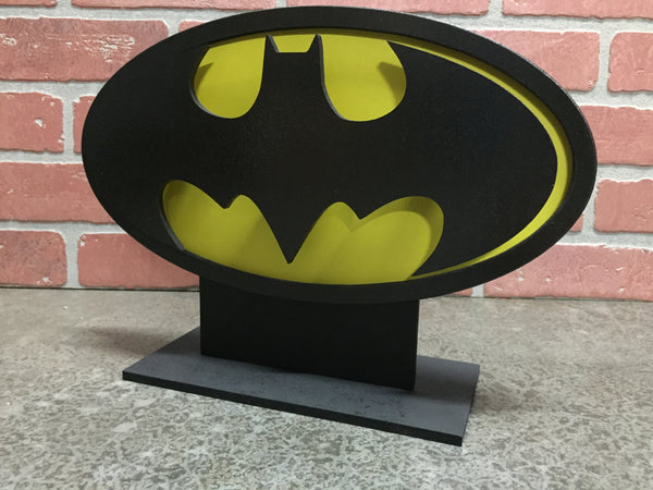 NEW!!! Classic Batman Illuminated LED Comic book Superhero Table/Desktop Self Standing Logo Night Light for Mancave or Child's Bedroom