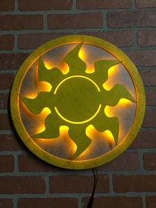 Magic the Gathering Illuminated LED White Sun Mana Symbol Logo for Mancave Game room or Child's Bedroom