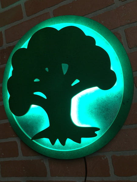 Magic the Gathering Illuminated LED Green Instinct Interdependence Mana Symbol for Mancave Game room or Child's Bedroom