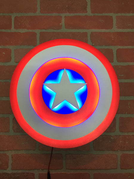 Avengers Captain America Comic Book Superhero Illuminated Neon LED Shield Logo Wall Art for Mancave or anywhere else!