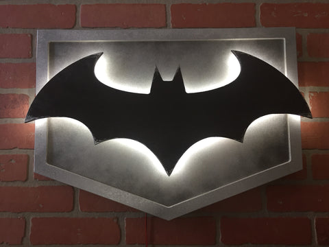 NEW!! Illuminated LED Arkham Knight Batman Bat signal comic book Superhero Logo Nightlight for Mancave, Game room or Child's Bedroom