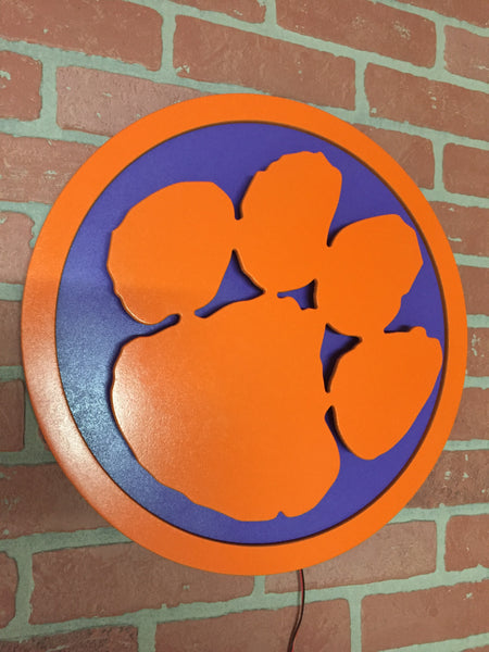 Clemson Tigers Illuminated LED Light Up Tiger Paw Neon Sign for Mancave, Game room or Child’s Bedroom