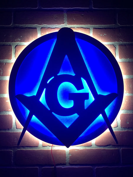 NEW!! Dual LED Color Ancient Fraternity of Free Masons Masonic Illuminated Symbol Logo for Mancave or Lodge Room