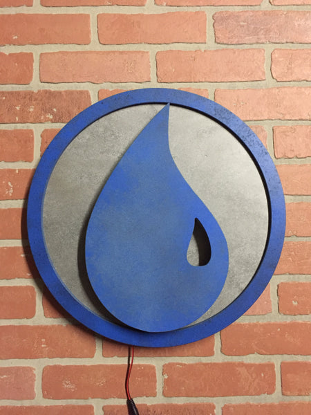 Magic the Gathering Illuminated LED Blue Logic Technology Water Mana Symbol logo for Mancave Game room or Child's Bedroom