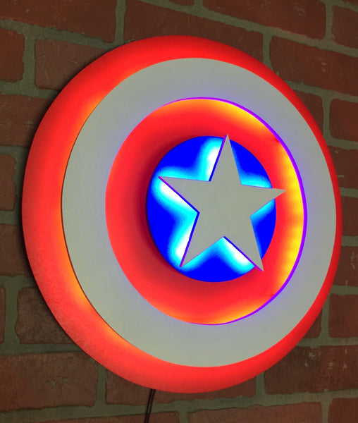 Avengers Captain America Comic Book Superhero Illuminated Neon LED Shield Logo Wall Art for Mancave or anywhere else!