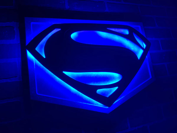 NEW!! Justice League Movie Man of Steel Superman Illuminated LED Superhero Logo Mancave Sign Nightlight