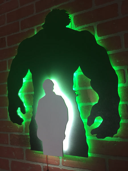 Avengers Hulk Bruce Banner Illuminated Neon Silhouette Nightlight for Mancave or Child's Bedroom