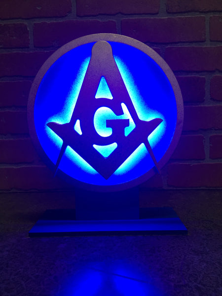 NEW!! Tabletop Ancient Fraternity of Free Masons Masonic Illuminated Symbol Logo for Mancave or Lodge Room