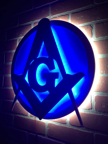 NEW!! Dual LED Color Ancient Fraternity of Free Masons Masonic Illuminated Symbol Logo for Mancave or Lodge Room