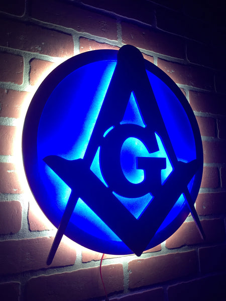 NEW!! Dual LED Color Ancient Fraternity of Free Masons Masonic Illuminated Symbol Logo for Mancave or Lodge Room