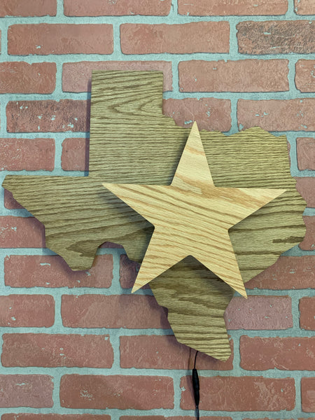 LARGE!! Texas Pride Lone Star Wooden Illuminated Rustic Wall Decor for Mancave, Bedroom, Gameroom, Bar or Garage