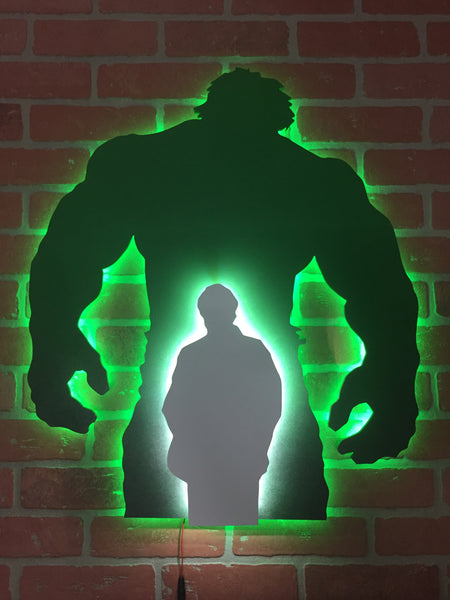 Avengers Hulk Bruce Banner Illuminated Neon Silhouette Nightlight for Mancave or Child's Bedroom