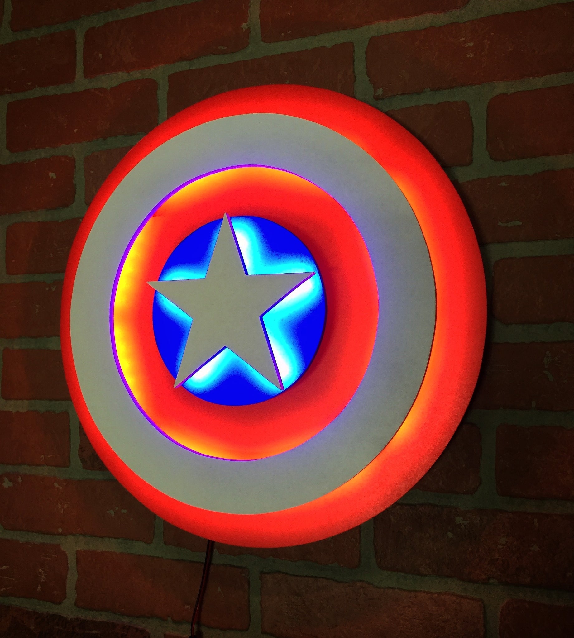 Avengers Captain America Comic Book Superhero Illuminated Neon LED Shield Logo Wall Art for Mancave or anywhere else!