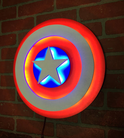 Avengers Captain America Comic Book Superhero Illuminated Neon LED Shield Logo Wall Art for Mancave or anywhere else!