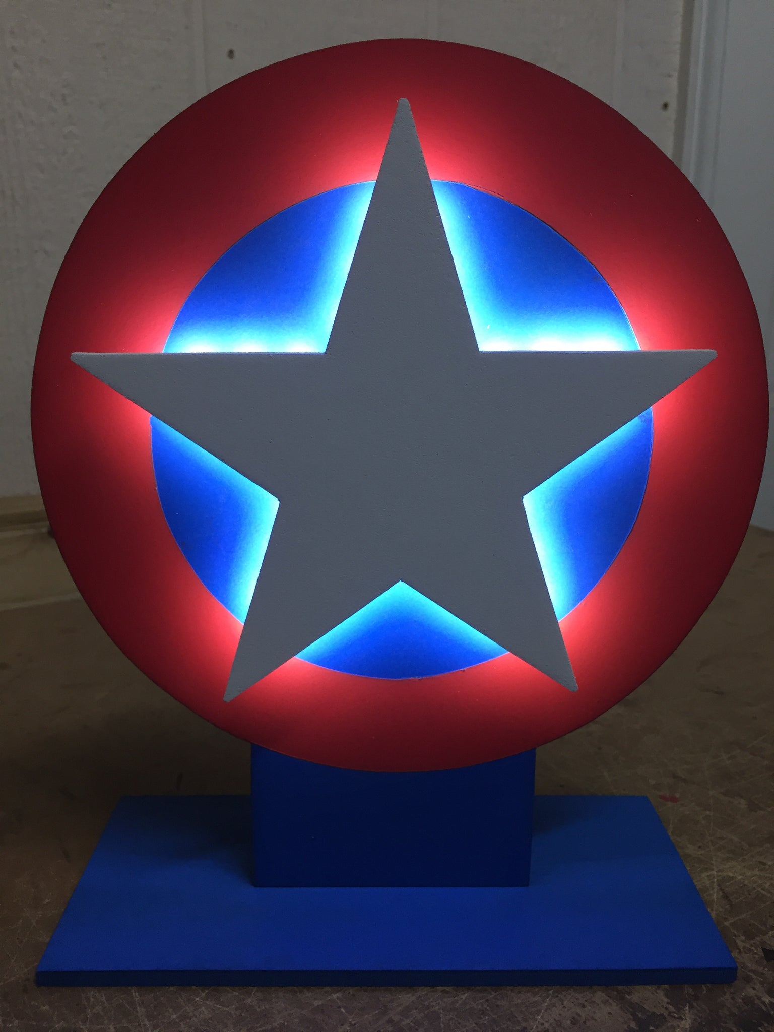 Avengers Captain America Illuminated LED Neon Superhero Shield Logo Tabletop Nightlight for Child's Bedroom or Mancave